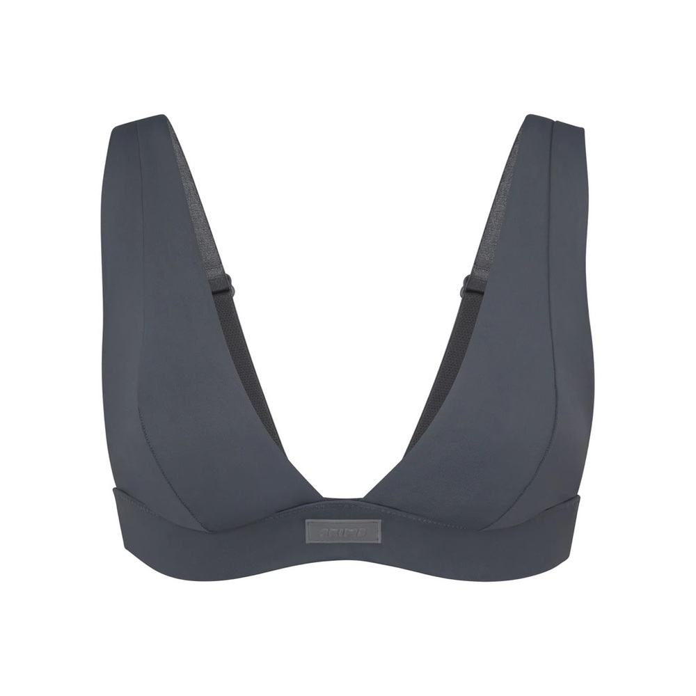 SKIMS SWIM PLUNGE TOP in Gunmetal! Hasn't been worn and still has tags.